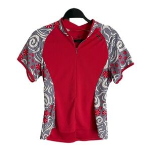 She Beest Women’s SZ M Short Sleeve Top Cycling/Biking Jersey Pink/Grey/White